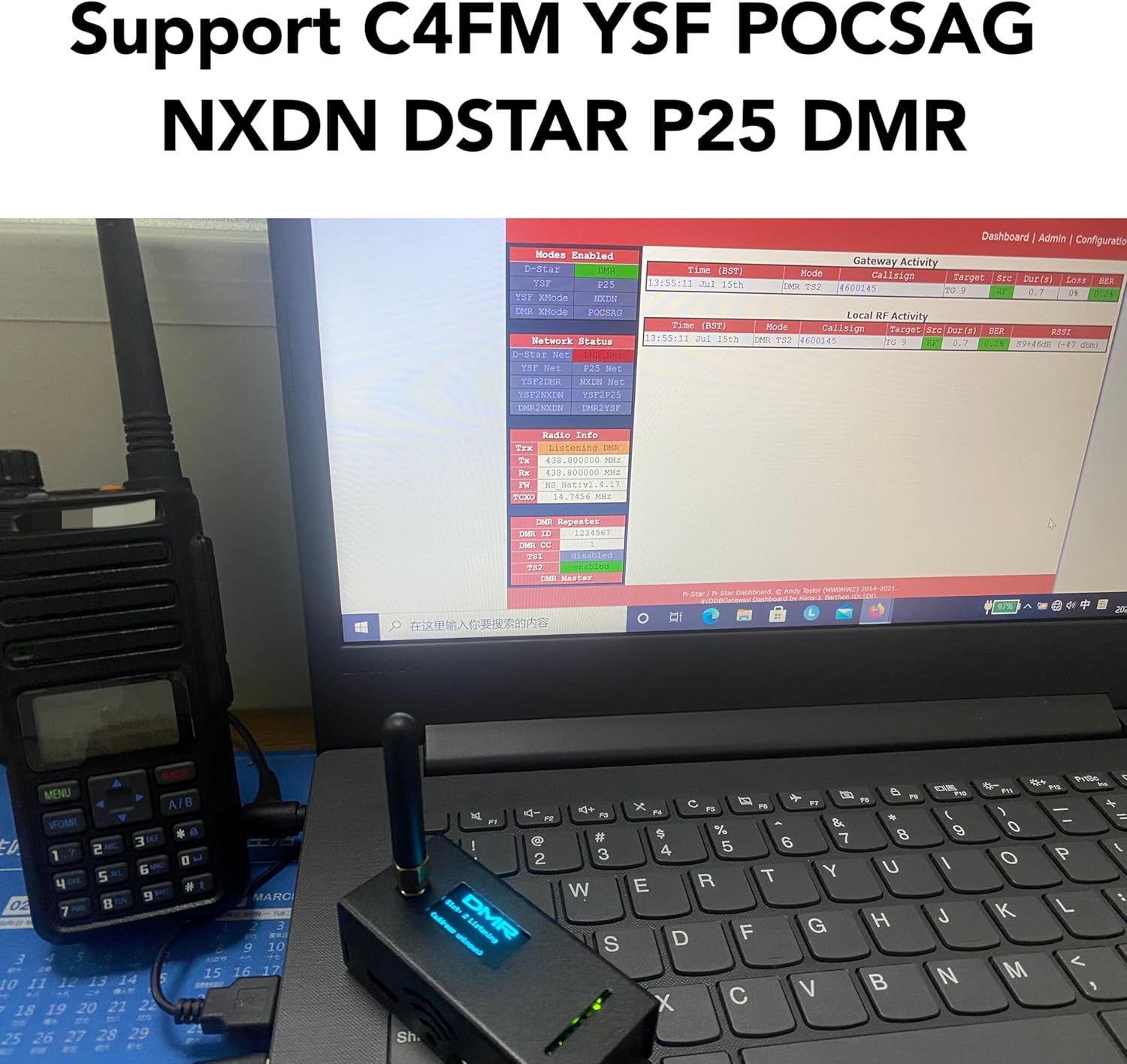 AURSINC 2025 Upgraded V1.5.2 MMDVM Hotspot Spot Radio Station WiFi Digital Voice Modem Work Contained with Raspberry Pi Zero 2W, Supports C4FM YSF POCSAG NXDN DSTAR P25 DMR, Pi-Star/WPSD